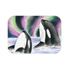 Orca Whales Northern Lights Watercolor Bath Mat 24 × 17 Home Decor