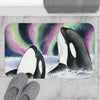 Orca Whales Northern Lights Watercolor Bath Mat Home Decor