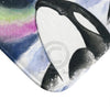Orca Whales Northern Lights Watercolor Bath Mat Home Decor