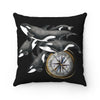 Orca Whales Pod Black Watercolor Art Square Pillow Home Decor