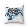 Orca Whales Pod Watercolor Square Pillow 14X14 Home Decor