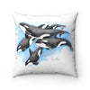 Orca Whales Pod Watercolor Square Pillow Home Decor
