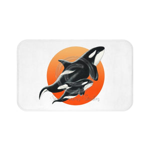 Orca Whales Red Sun Ink Bath Mat 34 × 21 Home Decor