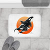 Orca Whales Red Sun Ink Bath Mat Home Decor