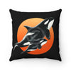 Orca Whales Red Sun Ink Black Square Pillow 14 × Home Decor
