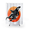 Orca Whales Red Sun Ink Shower Curtain 71 × 74 Home Decor