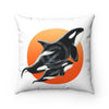 Orca Whales Red Sun Ink Square Pillow Home Decor