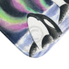 Orca Whales Snooping Northern Lights Watercolor Art Bath Mat Home Decor