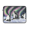 Orca Whales Snooping Northern Lights Watercolor Laptop Sleeve 15