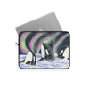 Orca Whales Snooping Northern Lights Watercolor Laptop Sleeve