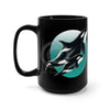 Orca Whales Teal Sun Black Mug 15Oz