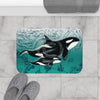Orca Whales Teal Vintage Map Bath Mat Home Decor