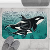 Orca Whales Teal Vintage Map Bath Mat Home Decor