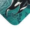 Orca Whales Teal Vintage Map Bath Mat Home Decor