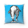 Orca Whales Tribal Tattoo Blue Square Pillow 14X14 Home Decor