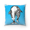 Orca Whales Tribal Tattoo Blue Square Pillow Home Decor