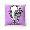Orca Whales Tribal Tattoo Pink Square Pillow 14X14 Home Decor