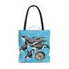 Orca Whales Vintage Map Compass Blue Tote Bag Bags