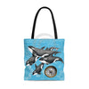 Orca Whales Vintage Map Compass Blue Tote Bag Large Bags