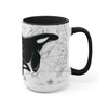 Orca Whales Vintage Map Ink Nautical Art Two-Tone Coffee Mugs 15Oz / Black Mug