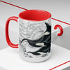 Orca Whales Vintage Map Ink Nautical Art Two-Tone Coffee Mugs 15Oz Mug