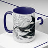 Orca Whales Vintage Map Ink Nautical Art Two-Tone Coffee Mugs 15Oz Mug