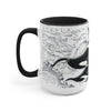 Orca Whales Vintage Map Ink Nautical Art Two-Tone Coffee Mugs 15Oz Mug