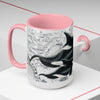 Orca Whales Vintage Map Ink Nautical Art Two-Tone Coffee Mugs 15Oz Mug