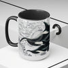 Orca Whales Vintage Map Ink Nautical Art Two-Tone Coffee Mugs 15Oz Mug