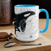 Orca Whales Vintage Map Ink Nautical Art Two-Tone Coffee Mugs 15Oz Mug