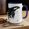 Orca Whales Vintage Map Ink Nautical Art Two-Tone Coffee Mugs 15Oz Mug