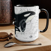 Orca Whales Vintage Map Ink Nautical Art Two-Tone Coffee Mugs 15Oz Mug