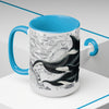 Orca Whales Vintage Map Ink Nautical Art Two-Tone Coffee Mugs 15Oz Mug