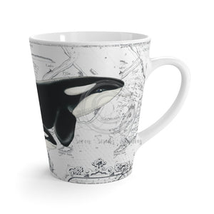 Orca Whales Vintage Map Latte Mug 12Oz Mug