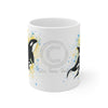 Orca Whales Yellow Blue Ink Splash Mug 11Oz
