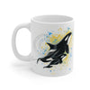 Orca Whales Yellow Blue Ink Splash Mug 11Oz