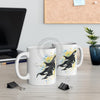 Orca Whales Yellow Blue Ink Splash Mug 11Oz