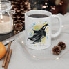 Orca Whales Yellow Blue Ink Splash Mug 11Oz