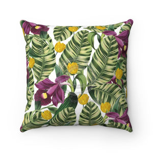 Orchid Tulips Banana Leaf Vintage Ii Square Pillow 14X14 Home Decor