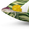 Orchid Tulips Banana Leaf Vintage Square Pillow Home Decor