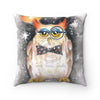 Owl Professor Watercolor Art Square Pillow 14 × Home Decor