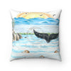 Pacific Beach Watercolor Art Square Pillow Home Decor