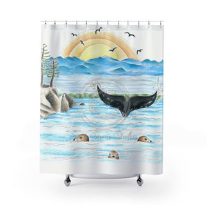 Pacific Nw Beach Watercolor Shower Curtains 71 X 74 Home Decor
