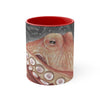 Pale Red Octopus Galaxy Stars Vintage Map Watercolor Art Accent Coffee Mug 11Oz /