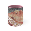 Pale Red Octopus Galaxy Stars Vintage Map Watercolor Art Accent Coffee Mug 11Oz Pink /