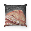 Pale Red Octopus Galaxy Stars Vintage Map Watercolor Art Square Pillow Home Decor