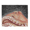 Pale Red Octopus Galaxy Stars Vintage Map Watercolor Art Velveteen Plush Blanket 50 × 60 All Over