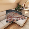 Pale Red Octopus Vintage Map Midnight Watercolor Art Tan Sherpa Blanket Home Decor