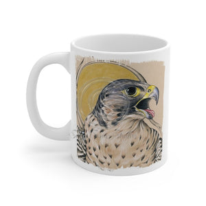 Peregrine Falcon Golden Sun Ink Art Mug 11Oz