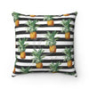 Pineapple Exotic Dark Grey Stripes Square Pillow 14X14 Home Decor